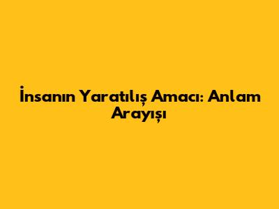 İnsanın Yaratılış Amacı: Anlam Arayışı