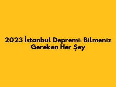 2023 İstanbul Depremi: Bilmeniz Gereken Her Şey