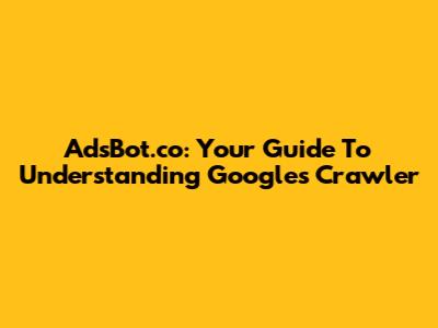 AdsBot.co: Your Guide To Understanding Google's Crawler