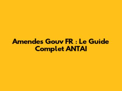 Amendes Gouv FR : Le Guide Complet ANTAI