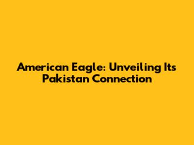 American Eagle: Unveiling Its Pakistan Connection