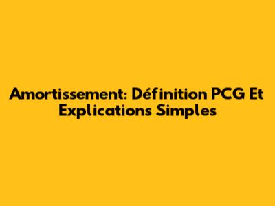 Amortissement: Définition PCG Et Explications Simples