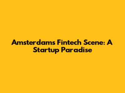 Amsterdam's Fintech Scene: A Startup Paradise