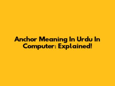 Anchor Meaning In Urdu In Computer: Explained!