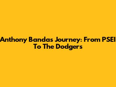 Anthony Banda's Journey: From PSEI To The Dodgers