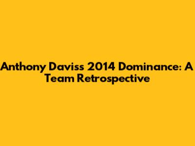 Anthony Davis's 2014 Dominance: A Team Retrospective