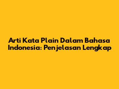 Arti Kata 'Plain' Dalam Bahasa Indonesia: Penjelasan Lengkap