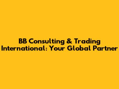 BB Consulting & Trading International: Your Global Partner