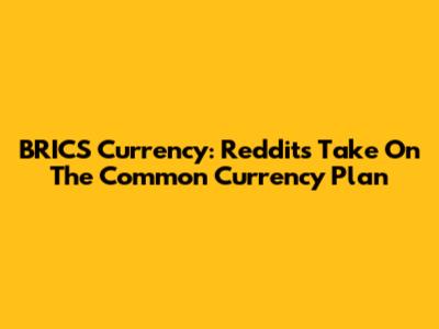 BRICS Currency: Reddit's Take On The Common Currency Plan