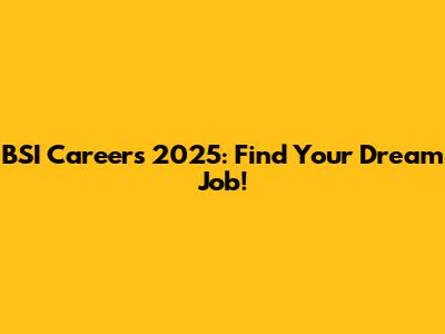 BSI Careers 2025: Find Your Dream Job!