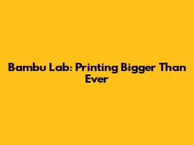 Bambu Lab: Printing Bigger Than Ever
