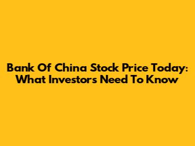 Bank Of China Stock Price Today: What Investors Need To Know