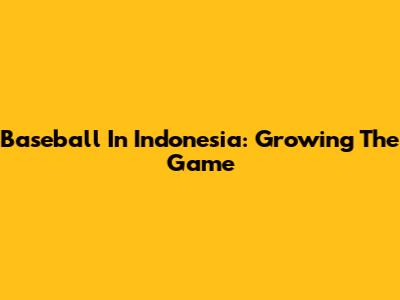 Baseball In Indonesia: Growing The Game