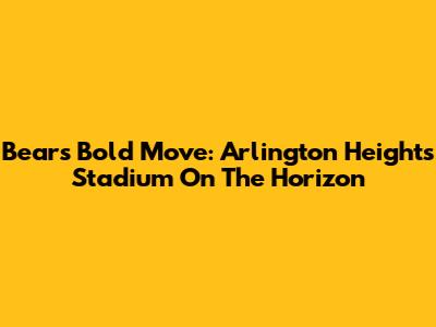 Bears' Bold Move: Arlington Heights Stadium On The Horizon
