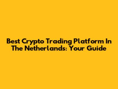 Best Crypto Trading Platform In The Netherlands: Your Guide