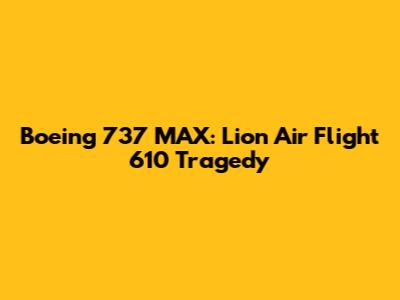 Boeing 737 MAX: Lion Air Flight 610 Tragedy