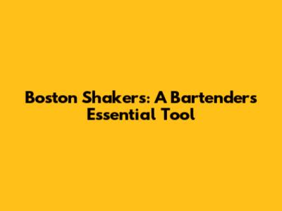 Boston Shakers: A Bartender's Essential Tool