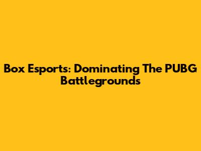 Box Esports: Dominating The PUBG Battlegrounds