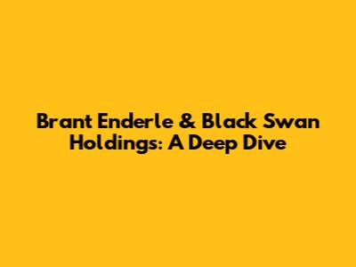 Brant Enderle & Black Swan Holdings: A Deep Dive