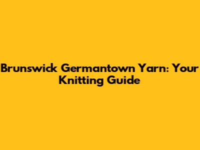 Brunswick Germantown Yarn: Your Knitting Guide