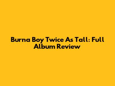 Burna Boy Twice As Tall: Full Album Review