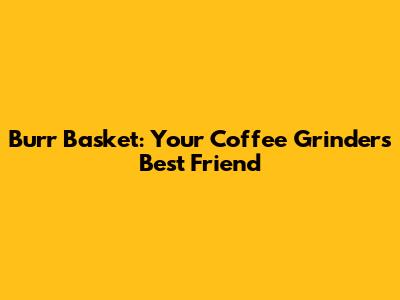 Burr Basket: Your Coffee Grinder's Best Friend