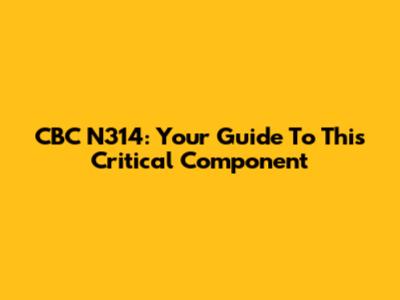 CBC N314: Your Guide To This Critical Component