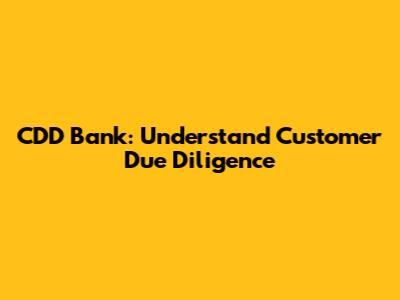 CDD Bank: Understand Customer Due Diligence