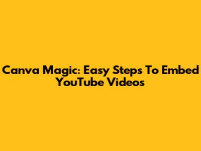 Canva Magic: Easy Steps To Embed YouTube Videos