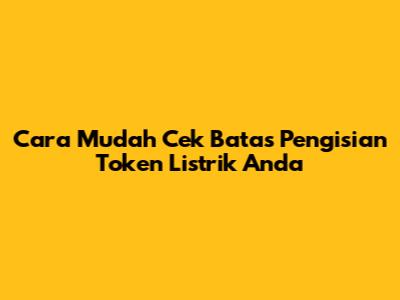 Cara Mudah Cek Batas Pengisian Token Listrik Anda