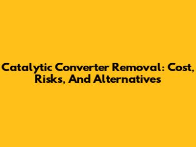 Catalytic Converter Removal: Cost, Risks, And Alternatives