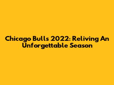 Chicago Bulls 2022: Reliving An Unforgettable Season