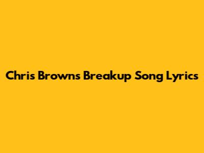 Chris Brown's Breakup Song Lyrics