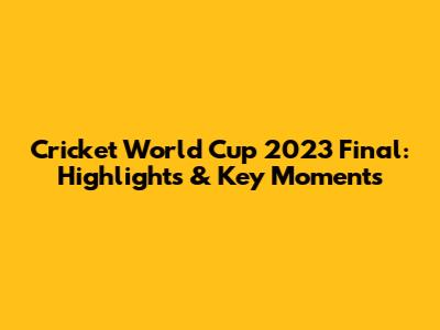 Cricket World Cup 2023 Final: Highlights & Key Moments