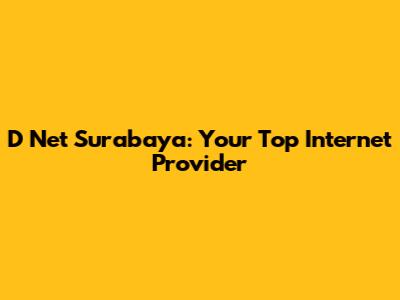 D Net Surabaya: Your Top Internet Provider
