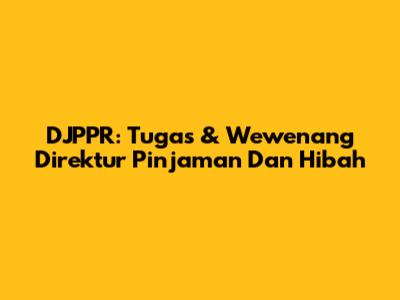 DJPPR: Tugas & Wewenang Direktur Pinjaman Dan Hibah