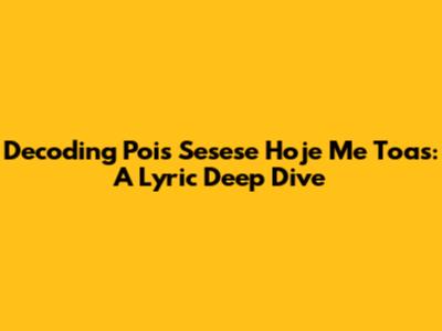 Decoding 'Pois Sesese Hoje Me Toas': A Lyric Deep Dive