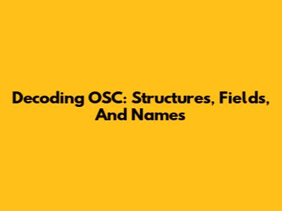 Decoding OSC: Structures, Fields, And Names