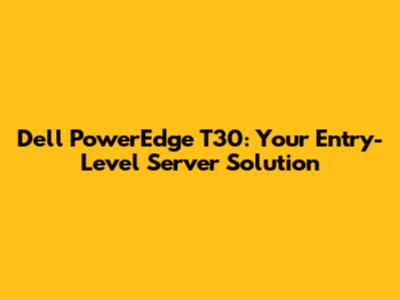 Dell PowerEdge T30: Your Entry-Level Server Solution