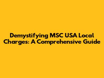 Demystifying MSC USA Local Charges: A Comprehensive Guide