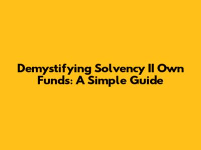 Demystifying Solvency II Own Funds: A Simple Guide