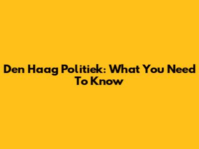 Den Haag Politiek: What You Need To Know