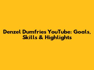 Denzel Dumfries YouTube: Goals, Skills & Highlights