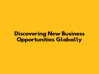 Discovering New Business Opportunities Globally