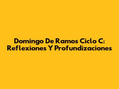 Domingo De Ramos Ciclo C: Reflexiones Y Profundizaciones