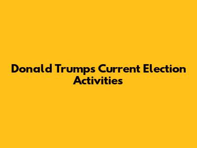 Donald Trump's Current Election Activities