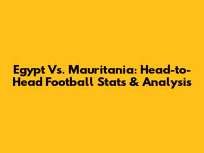 Egypt Vs. Mauritania: Head-to-Head Football Stats & Analysis