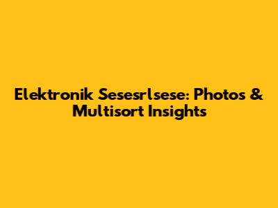 Elektronik Sesesrlsese: Photos & Multisort Insights