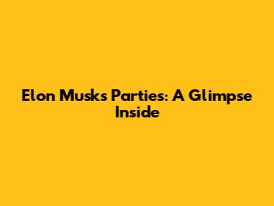 Elon Musk's Parties: A Glimpse Inside