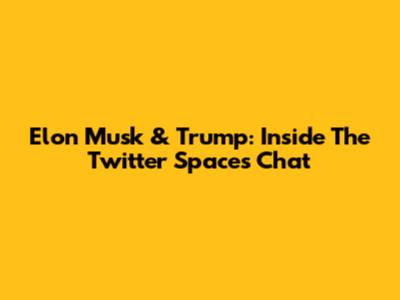 Elon Musk & Trump: Inside The Twitter Spaces Chat